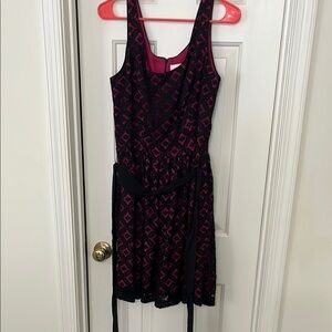 Black and Pink Mini Sundress with V-neck for Cocktail